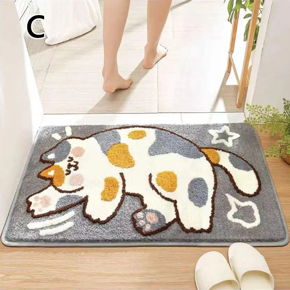Soft Material Cartoon Floor Mat Wear-resistant Absorbent Design Bathroom Mat  Surface Non-Slip Backing Non-Slip Mat