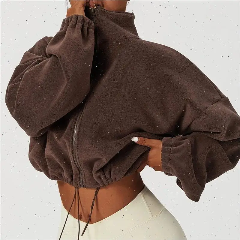 Jesień 2023 Damskie Nowe Krótkie Kurtki z Zamkiem Błyskawicznym Modne Bluzy Damskie/Sztruksowe Bluzy Inne Materiały 00%