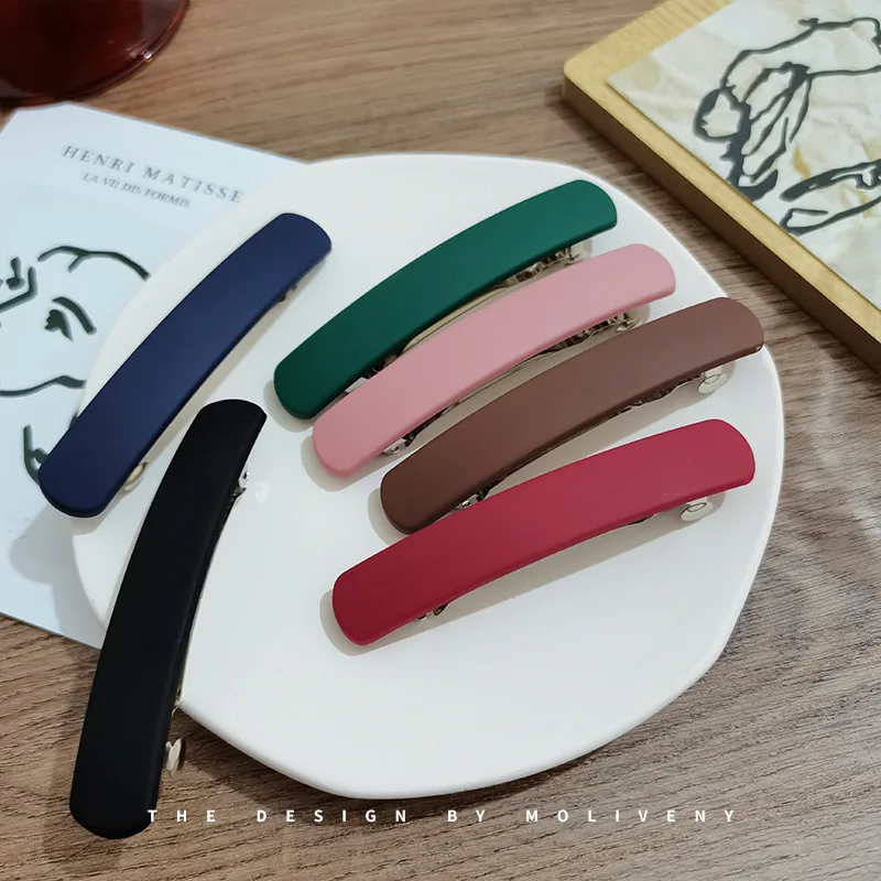 Solid Color Barrettes for Woman Simple and Practical Metal Hair Clips Korean Fashionable Hair Accessories