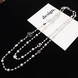 Fashion classic pearl necklace women long European and American temperament sweater chain high sense female girl party wedding j