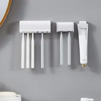 Toothbrush Holder Punch-free Wall-mounted Toothpaste Holder Toothpaste Storage Rack Holders Bath Organizer Bathroom Accessories