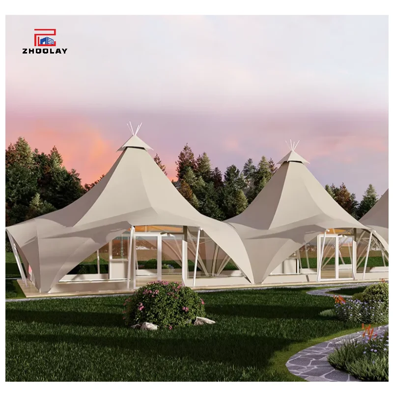 High End Wilderness Hotels Tents Outdoor Tourism Vacation Camping  Homestays Big Straw Hat Houses Campsite Equipment