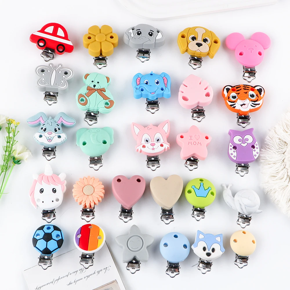 

12pcs Elephant/Flower/Heart/Butterfly/Circular Silicone Metal Clip Mix DIY Bag Hat Chain Keychain Clamps Jewelry Accessories