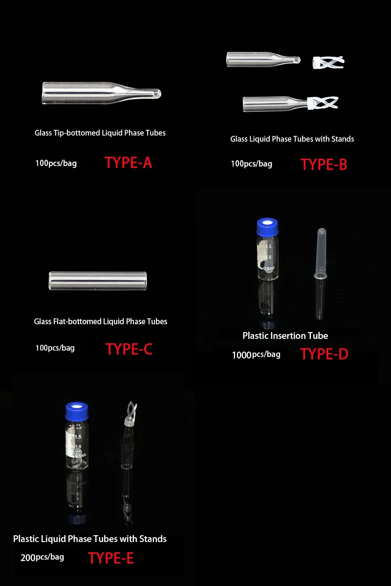 Xin Tester Plastic/Glass Liquid Phase Tube Injection Bottle  Insertion Tube Chrom Atography Bottle Sleeve