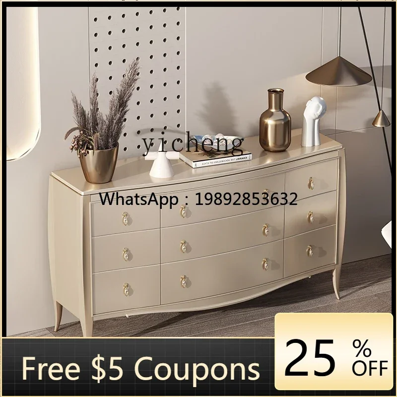 

AB Light Luxury Solid Wood Nine-Drawer Cabinet Bedroom Storage Cabinet High-End Tailstock Storage Chest of Drawer