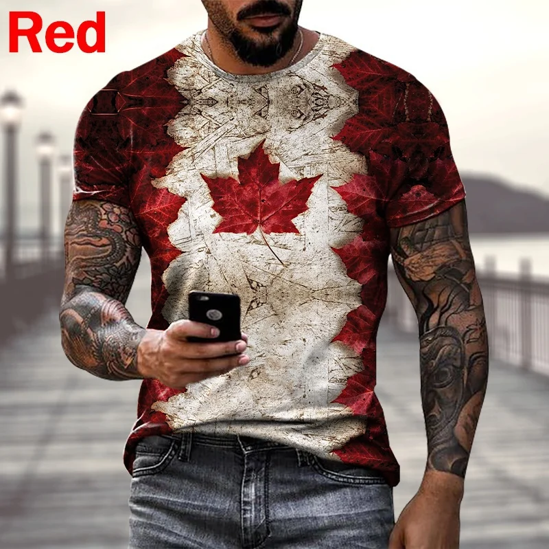 

New Men Women Canadian Flag 3D Printed T Shirt Casual Hip-hop Punk Round Neck Short-sleeved T-shirt Unisex Children Tshirt Tops