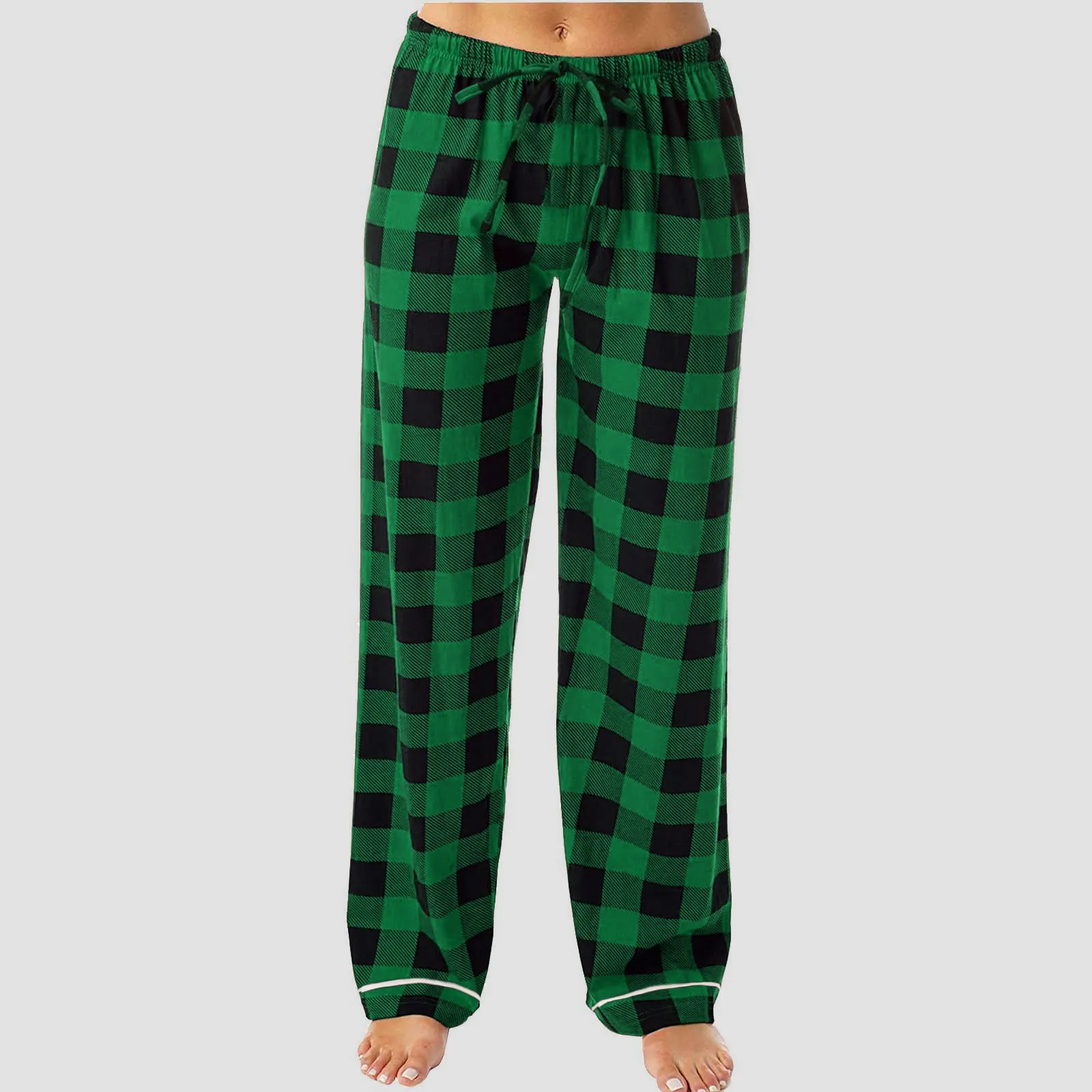 Autumn Winter Red Black Plaid Printed Pants Women Christmas Pajama Pants Straight Casual Pants Clothing Streetwear Trousers