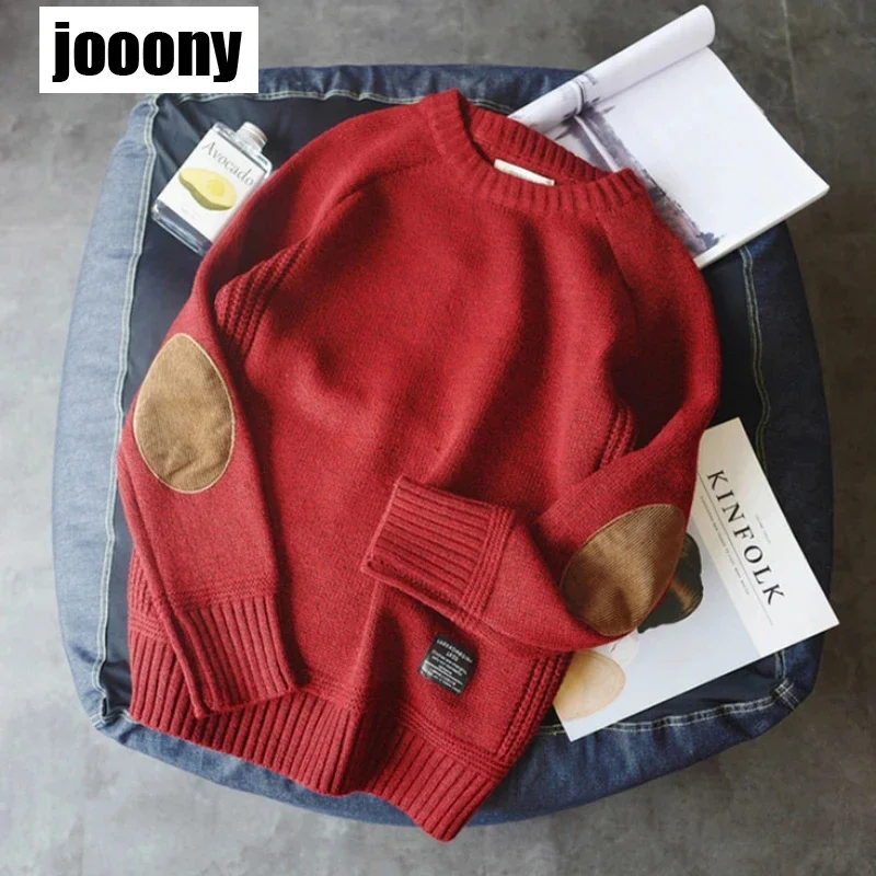 

Men Pullover Sweater Fashion Patch Designs Knitted Sweater 2024 Autumn Winter Korea Style Harajuku Streetwear Knit Pullovers