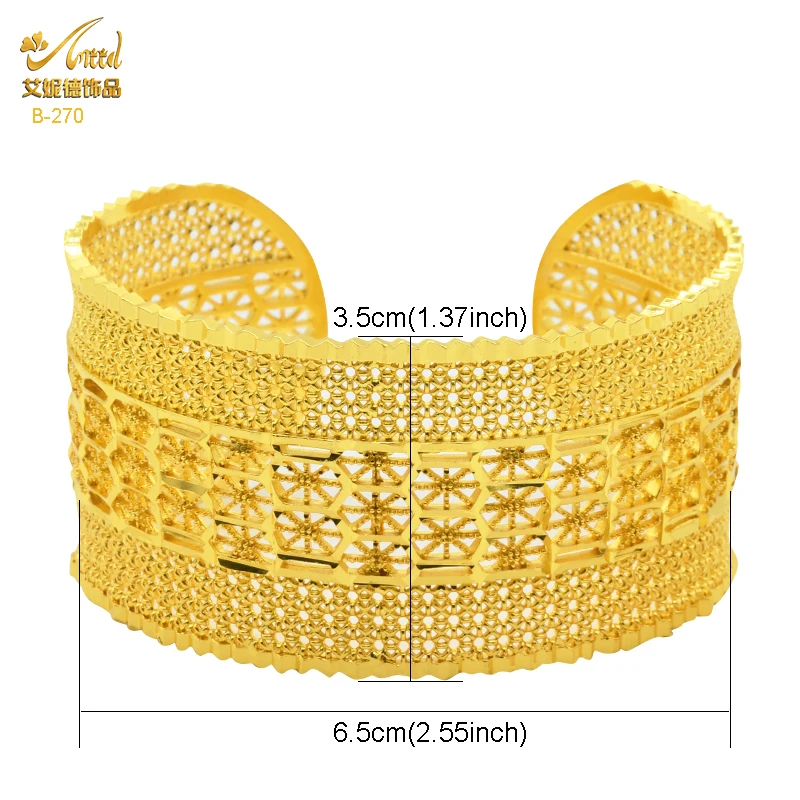 ANIID Indian 24K Gold Plated Cuff Bangle For Women Hawaiian Bridal Wedding Jewellery Wholesale Jewelry Dubai Pure African Gifts