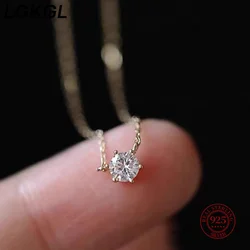 LGKGL Fashion 100% 925 Sterling Silver Necklace For Women 18K gold Plated 5A Zircon Pendant Necklace Real Money Fine Jewelry