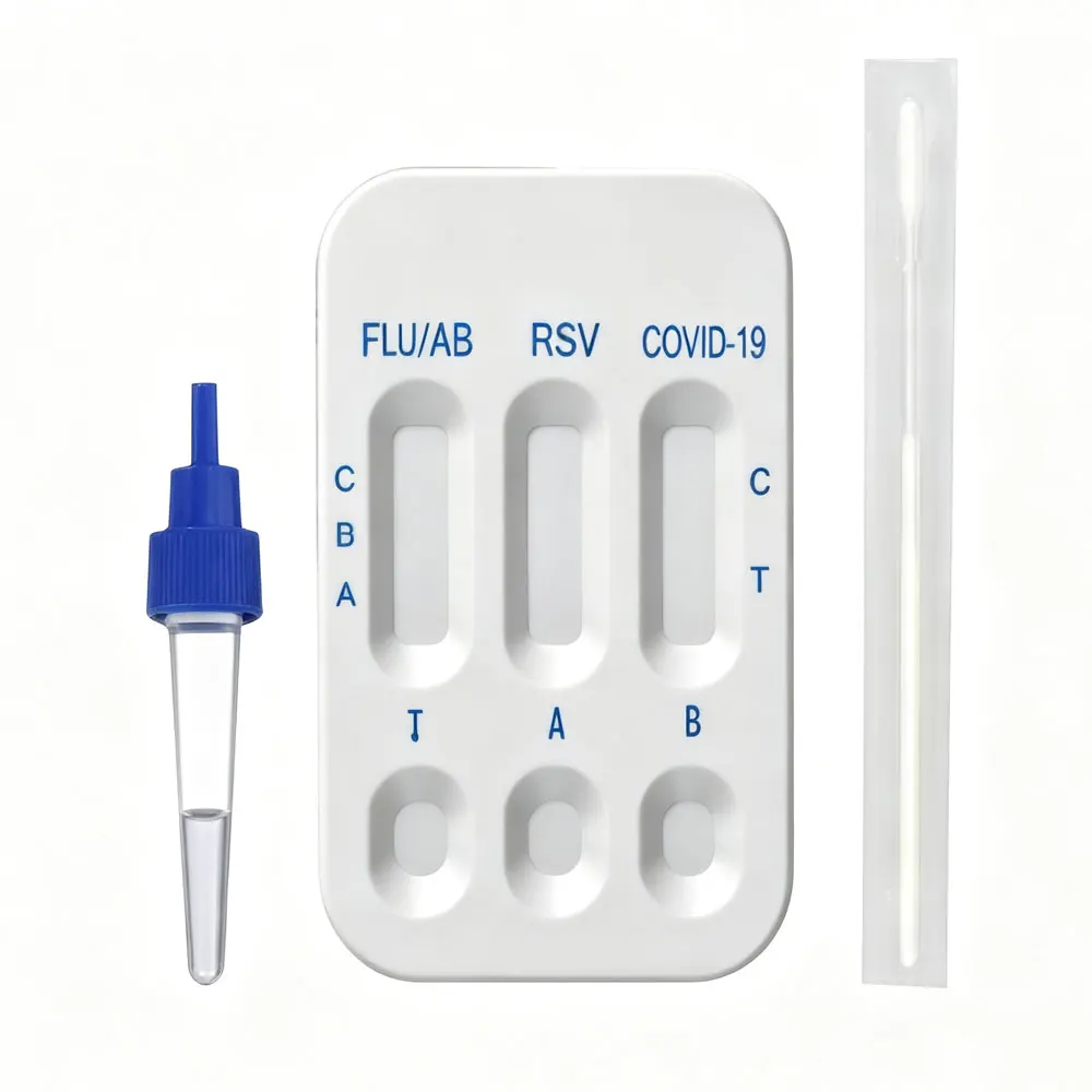 Kit de 2 tests à domicile pour la grippe A/B + RSV + COVID-19 – Test antigénique rapide 4-en-1 pour les écouvillons nasaux et nasopharyngés, résultats en 15 minutes
