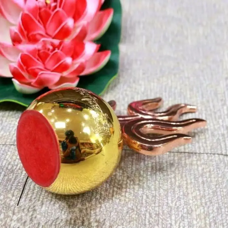 3.3-23cm height alloy fireball color gold ground Tibetan king torch pearl magic Dizang King Ksitigarbha accessory ornament