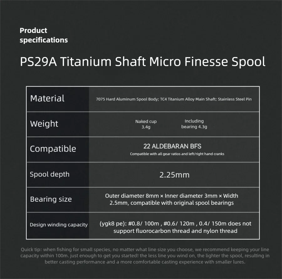 PYL PS29-AD leichte modifizierte Spule exklusiv für Shimano 22 Aldebaran BFS – Detail 3