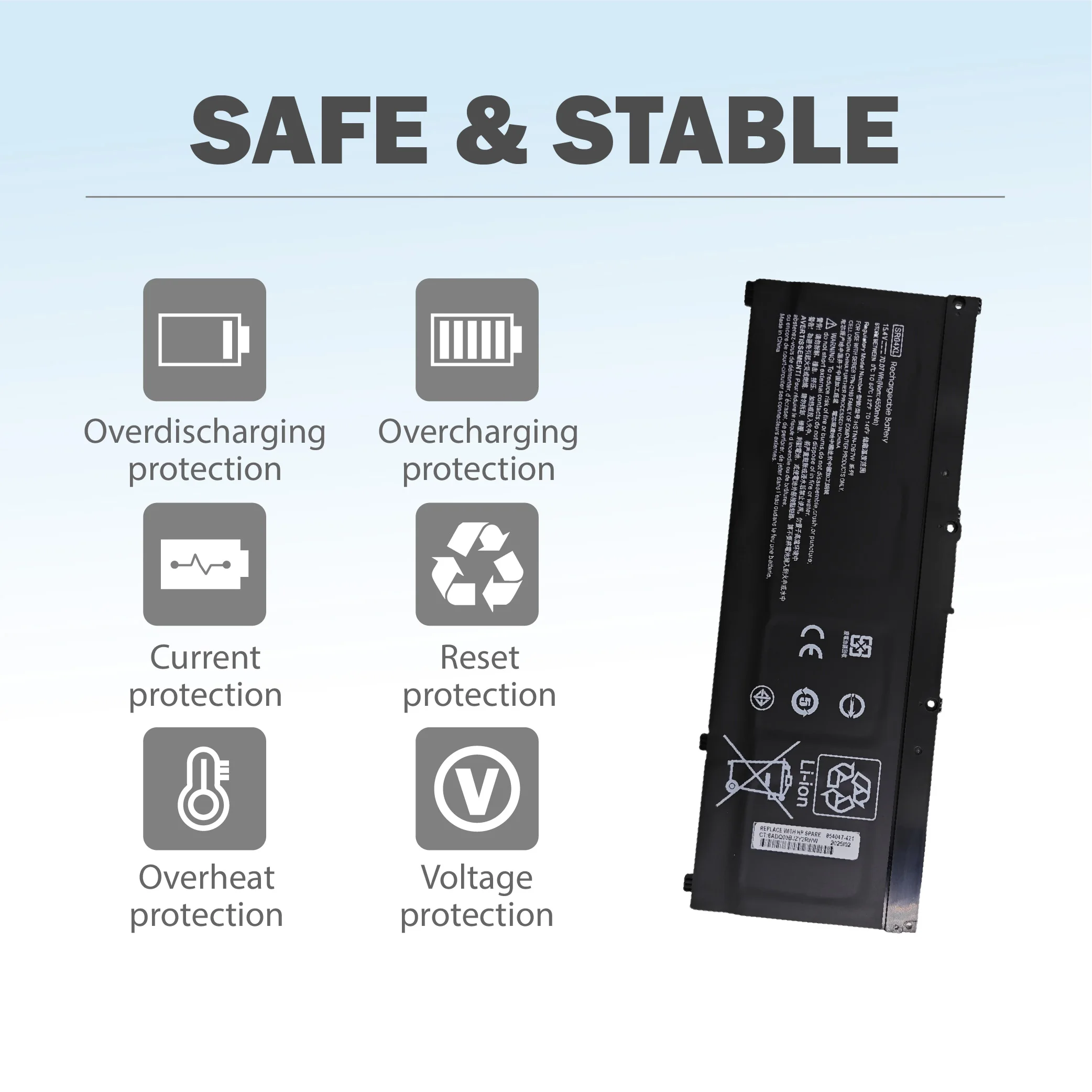 SR04XL 15,4 V 4550 mAh Laptop-Akku für HP 917678-171 917678-1B1 917678-2B1 917724-855 HSTNN-DB7W HSTNN-IB7Z HSTN