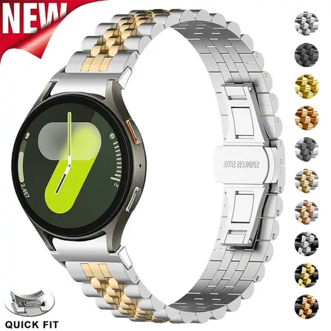 간격 없음 삼성 갤럭시 시계 용 스테인레스 스틸 스트랩 7 6 5 4 40mm 44mm 6 클래식 43mm 47mm 5Pro 45mm Quick Fit 곡선 엔드 밴드