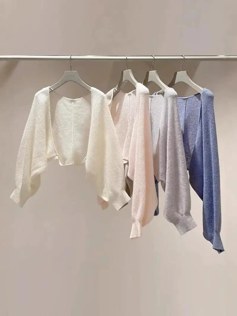 

Spring Summer New Arrival Pure Color Batwing Sve Knitted Open Cardigan Jaet Japanese Sle Versatile Simple Sweet Women'...