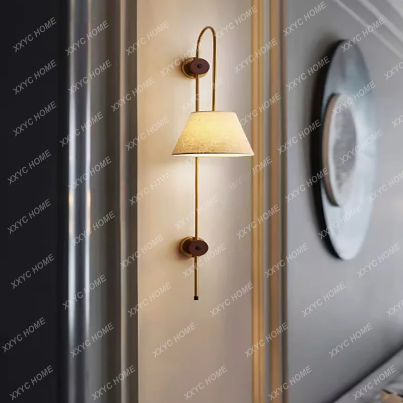 Lâmpada de parede para o Lobby do Hotel, Sala, Decoração de Linho, Francês e Estudo medieval, Projeto Designer, Designer chinês, Novo