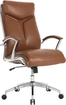 ® Modern Comfort Verismo Bonded Leather High-Back Executive Office Chair, Brown/Chrome, Bifma Compliant