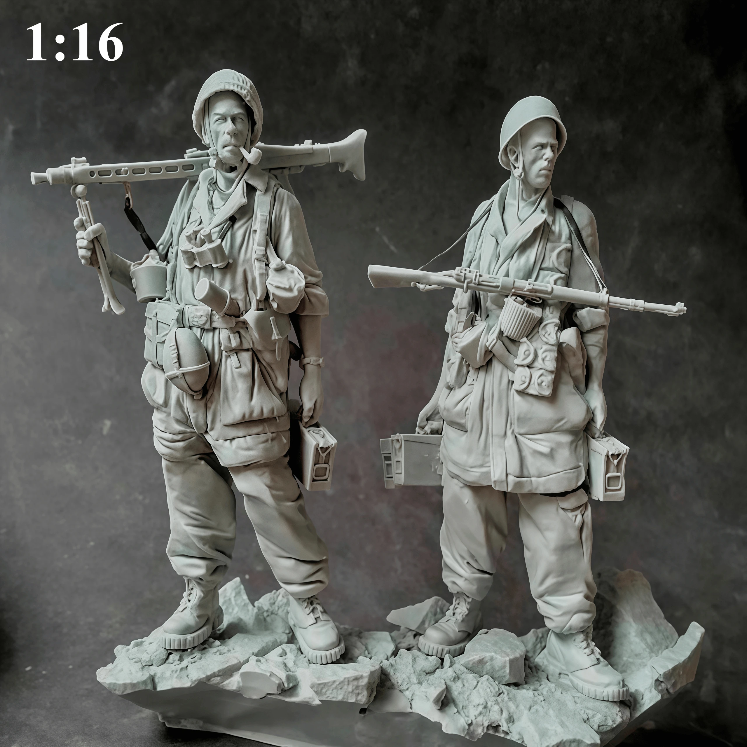 

1:16 Модель из литой смолы GK, 2 французской пехоты, неокрашенная, необходимо собрать