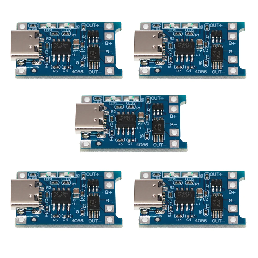 Lithium Charger Modules Complete Set of Five Featuring Type C Inputs & User Friendly LED Indicators for Status Monitoring