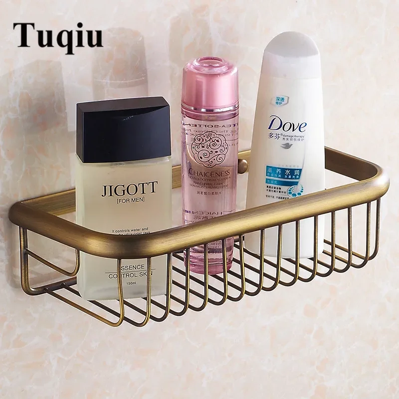 30CM Wall Mounted Antique/Black/Gold/Rose Gold/Chrome Bathroom Soap Basket Brass Bath Shower Shelf Soap Basket Holder