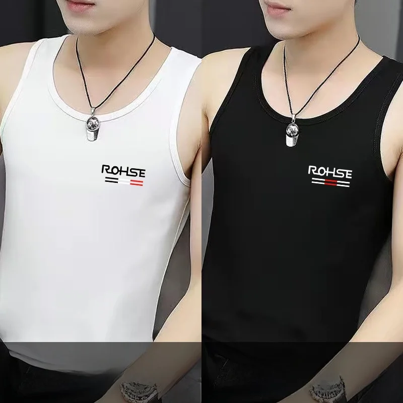 ผ้าฝ้ายฤดูร้อนเสื้อกั๊กผู้ชายอินเทรนด์เสื้อยืดฟิตเนสวิ่งผ้าไหมน้ำแข็งเพาะกายขนาดใหญ่เสื้อผ้าผู้ชาย