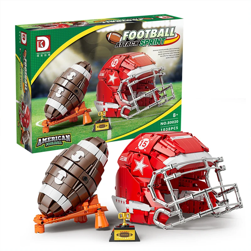 1038pcs MOC Idea Sports Football Building Blocks Model Football Cap Bricks Assembling Toys for Children Christmas Gift Set