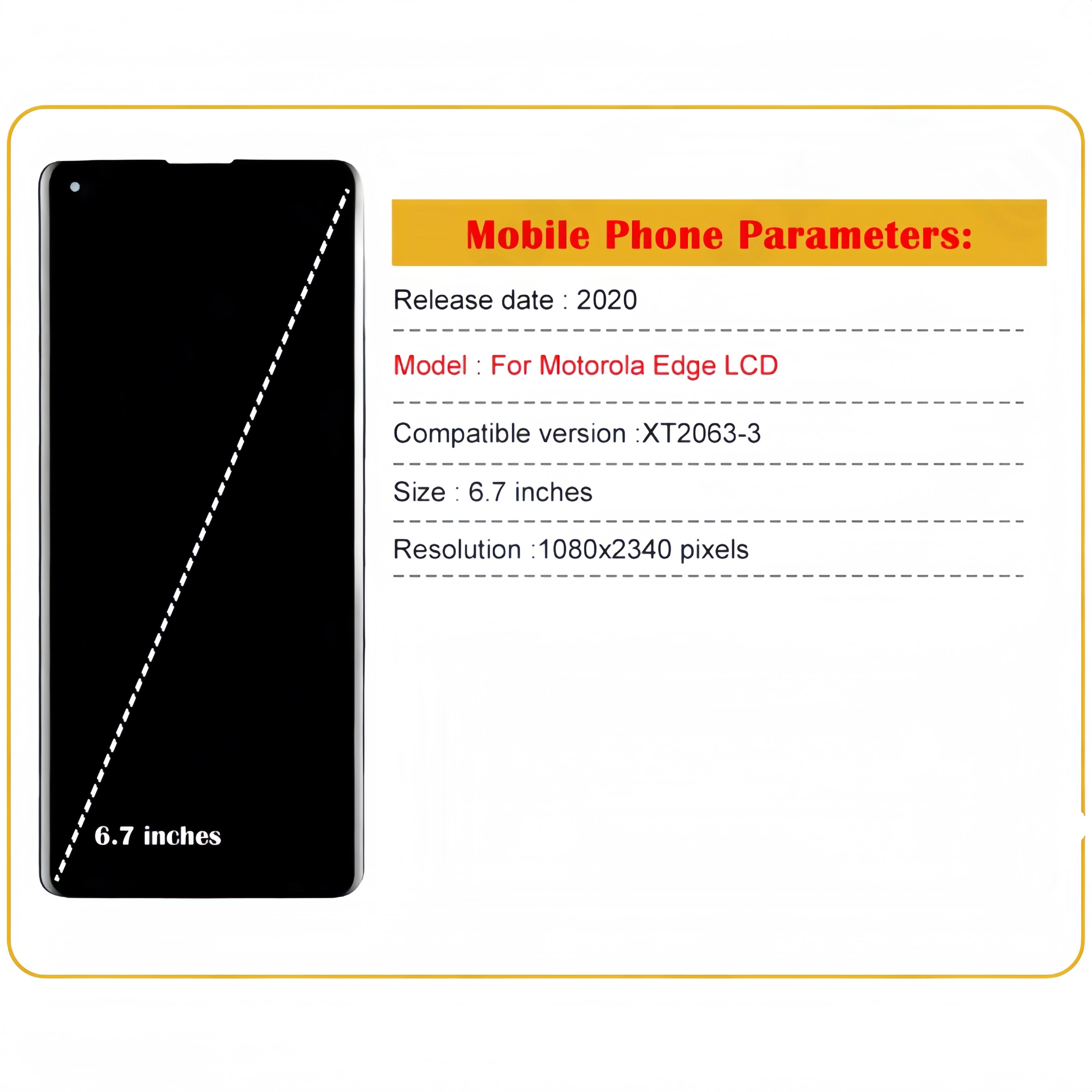 LCD Display Touch Screen Digitizer Assembly Replacement, Fit for Motorola Moto Edge XT2063-3