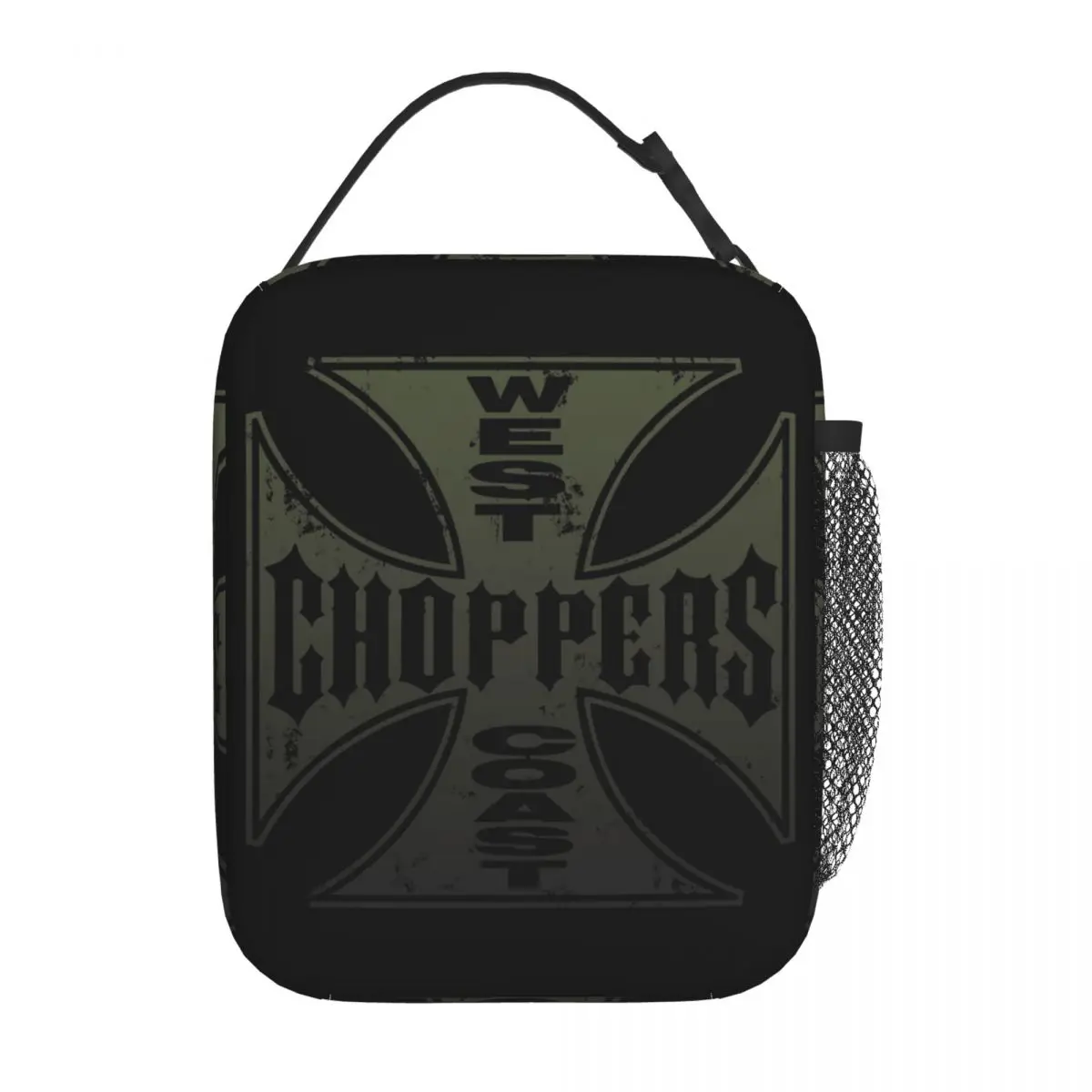 Custom West Coast Chopper Iron Cross Lunch Bag Men Women Cooler Warm Insulated Lunch Boxes for Children School