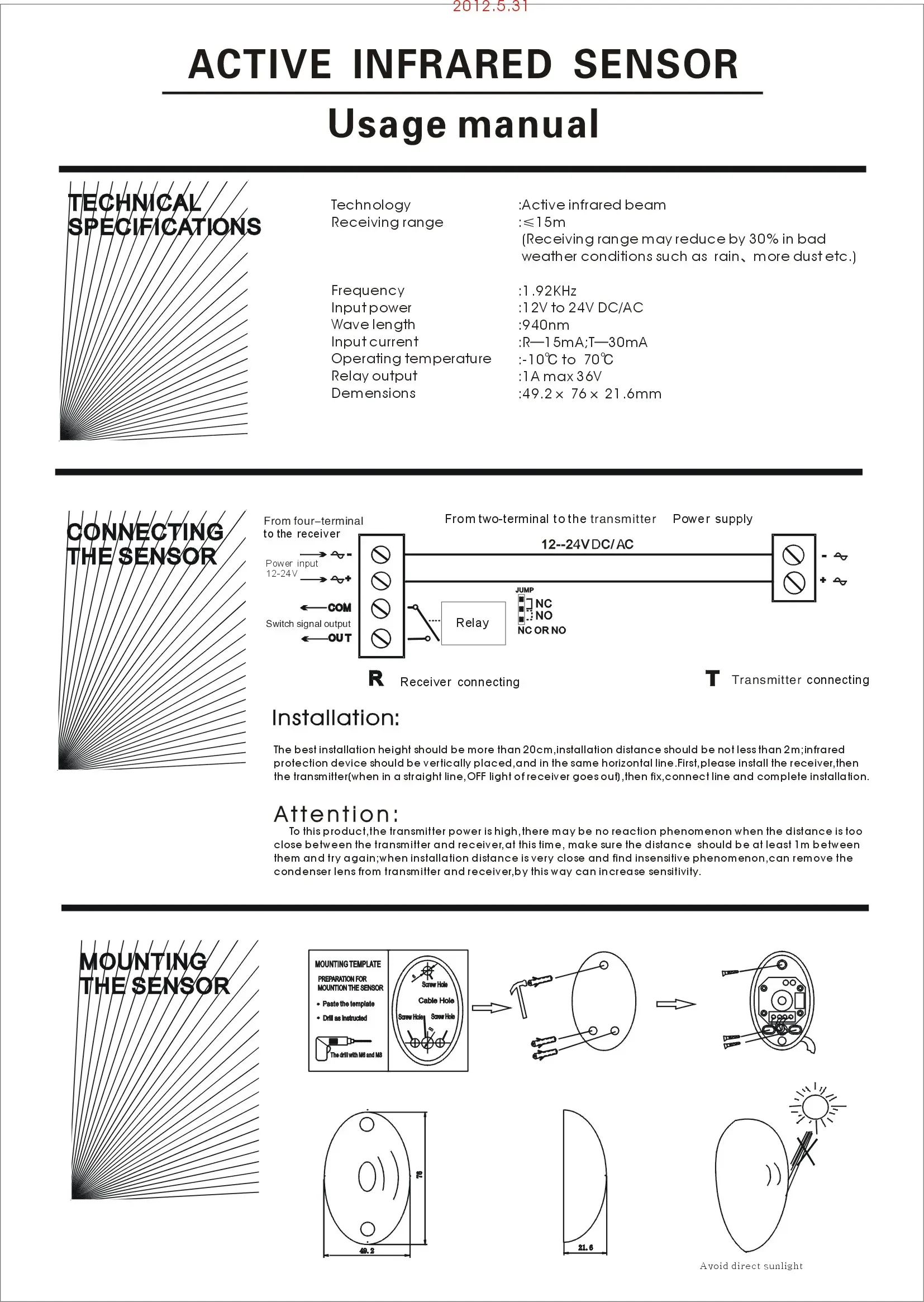 Infrared Beam sensor 1-20PCS Photoelectric Infrared photocells Barrier Detector for Window waterproof DC/AC 12-24V Door Alarm