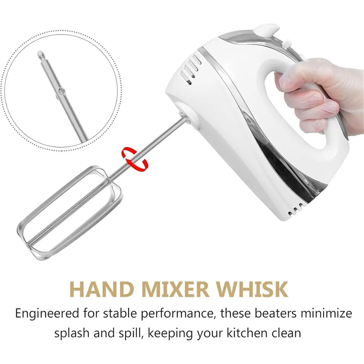 2pcs Whisk Attachments for Hand Mixer, Universal Whisk Replacement for Dough Kneader for Baking and Cooking