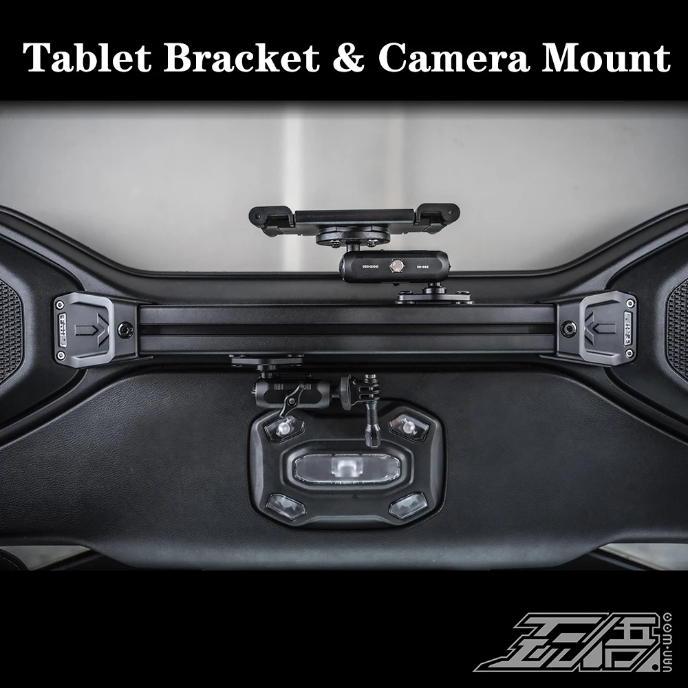 SXMA VAN004 Car Backseat Rear Holder with Tablet Bracket&Camera Mount Guide Rail Sliding Carrier forJeep forWrangler JL2018-2023