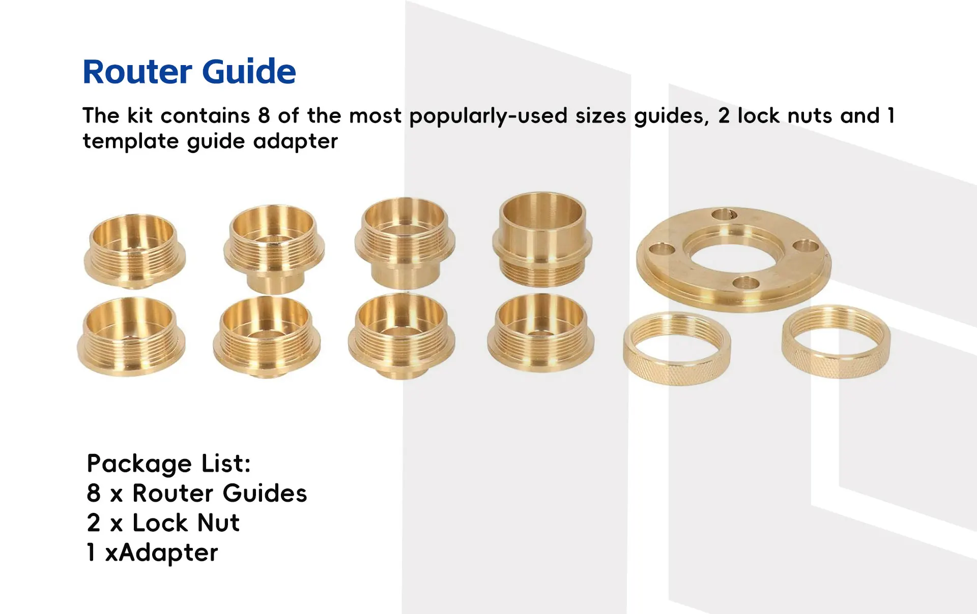 مجموعة جلبة توجيه طحن الخشب الكهربائية من النحاس النقي متنوعة من دليل القوالب قفل السكك الحديدية ملحقات أدوات الطاقة بعمود الجوز