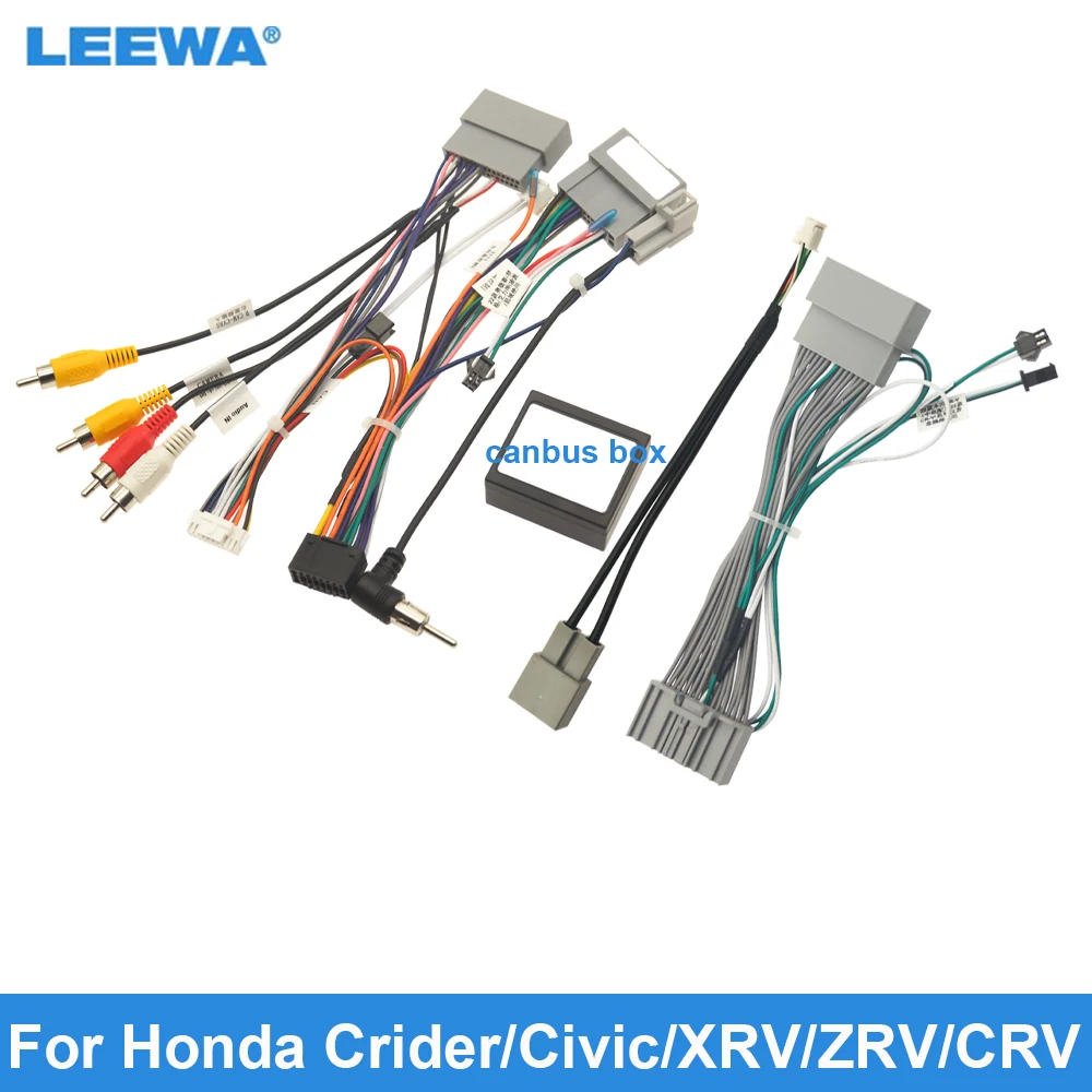 

LEEWA Car 16pin Power Cord Wiring Harness Adapter For Honda Crider/Civic/XRV/ZRV/CRV/Vezel Installation Head Unit