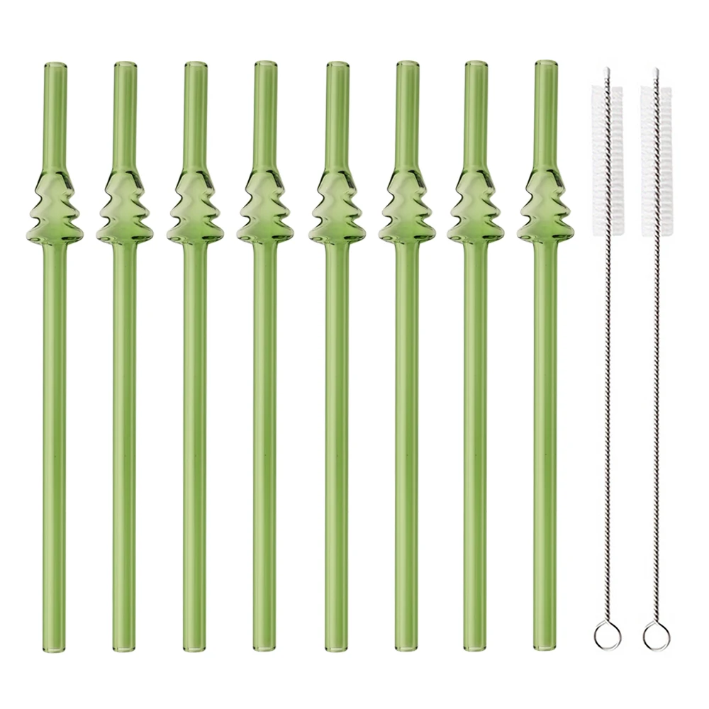 8mm Glass Straw Reusable Christmas Tree Drinking Straws Heat