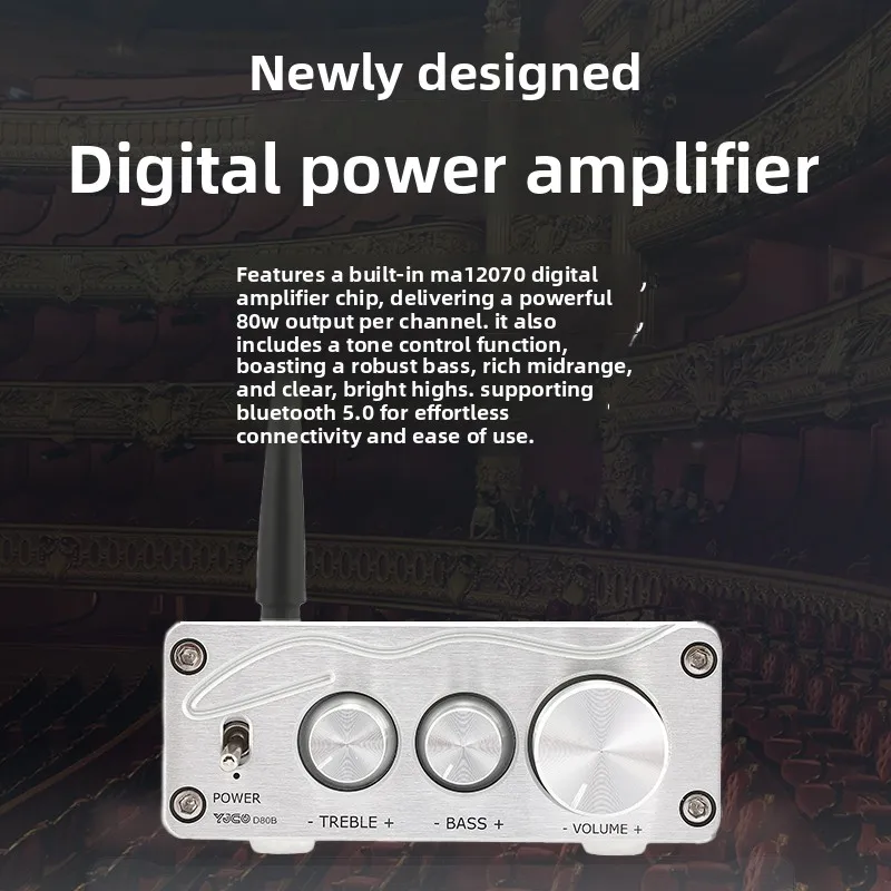 D80B Infineon MA12070 ثنائي القناة عالي الطاقة هاي فاي ستيريو رقمي بلوتوث 5.0 مكبر للصوت