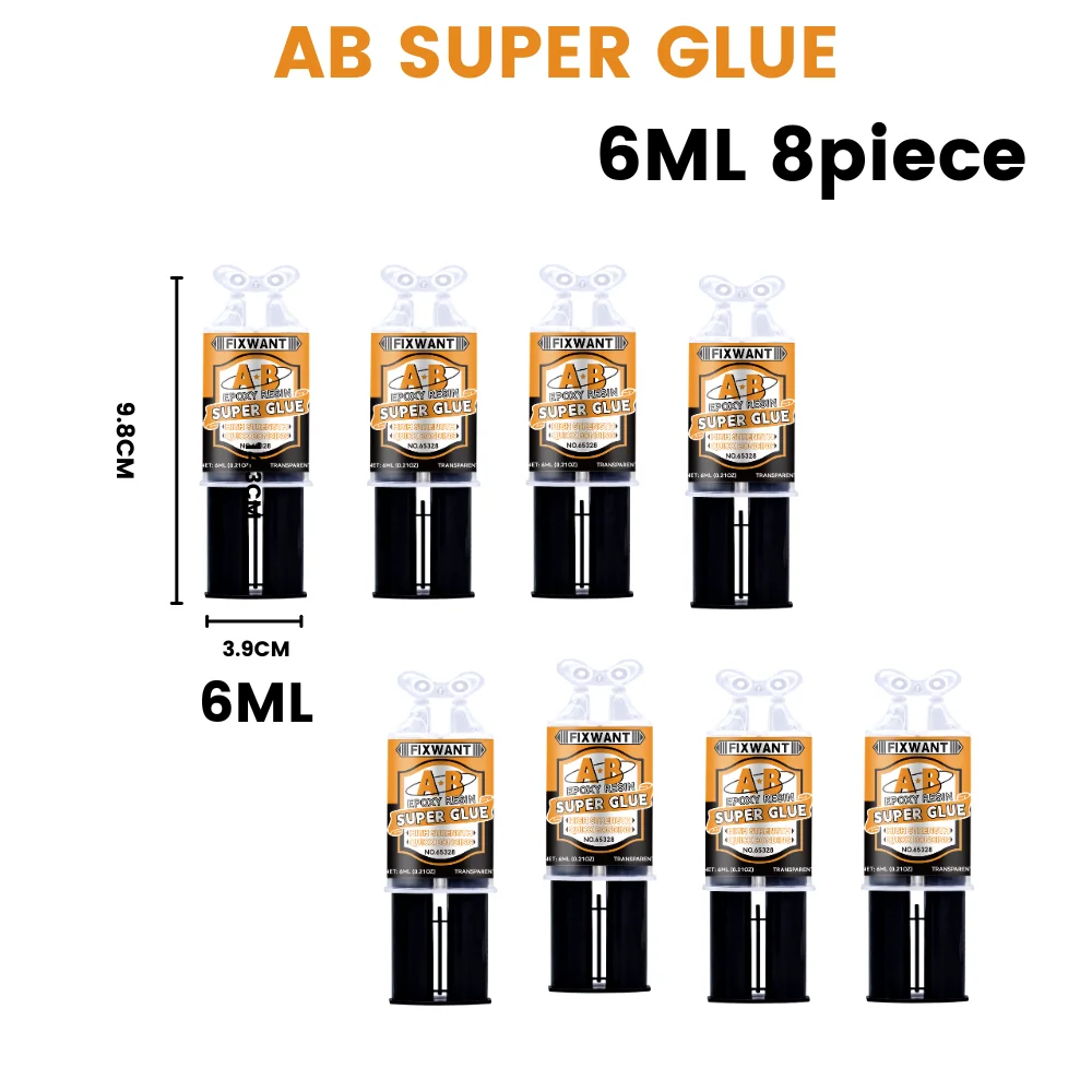 Epoxidharz-AB-Kleber, transparent, hochfest, wasserfest, vielseitig einsetzbar, hitzebeständig, Metall, Keramik, Glas, Klebstoff, 6/25 ml