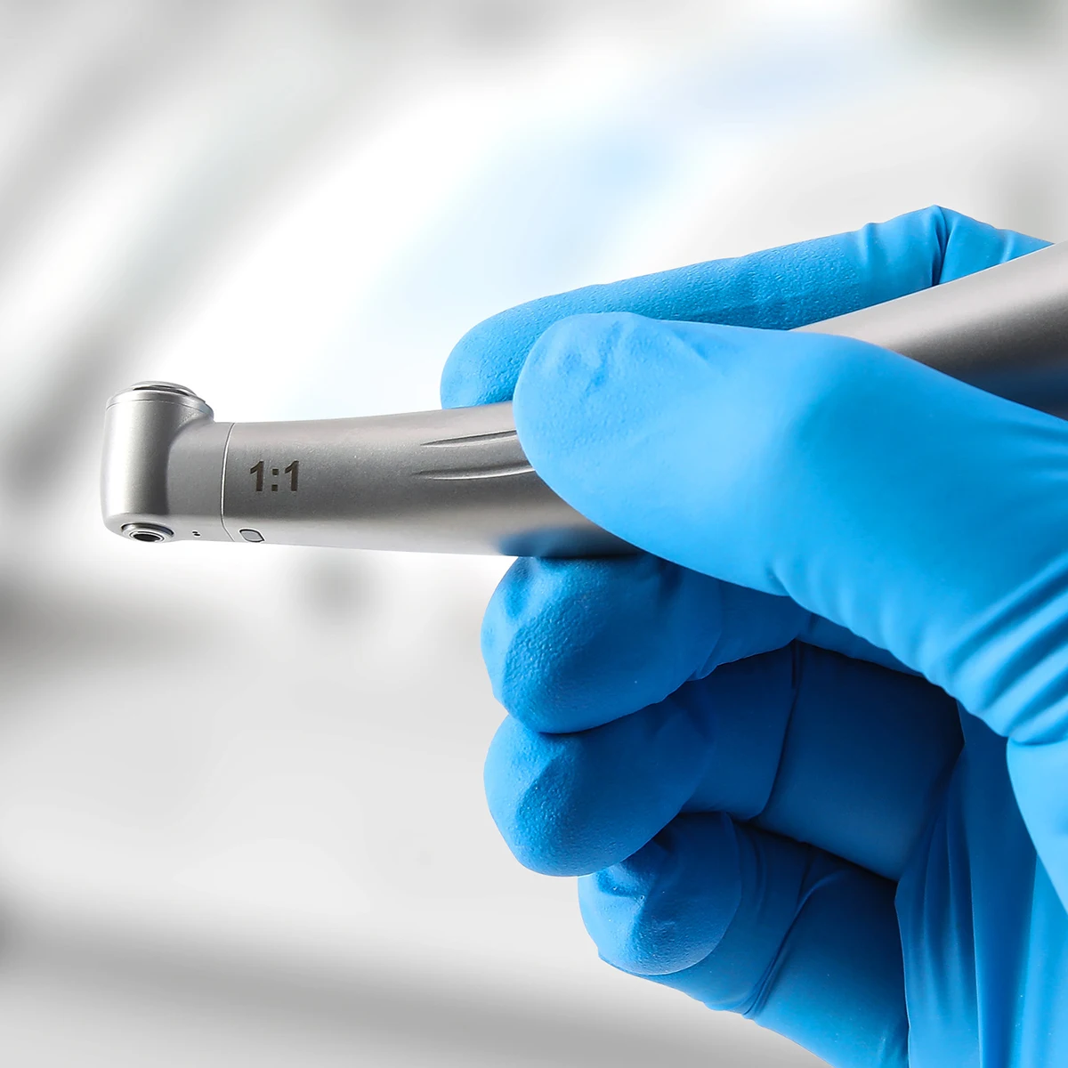 AZDENT Dental 1:1 LED-Faseroptik-Handstück, Winkelstück mit internem Wasserspray, Druckknopf, niedrige Drehzahl, blauer Ring, Zahnarztwerkzeug – Detail 12