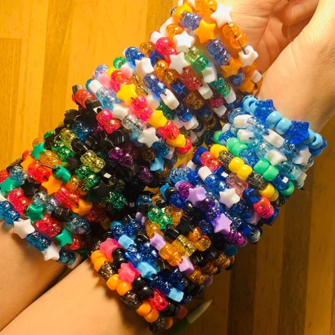Star Glitter Kandi Bracelet Candy Pony Bead Friendship Bracelet Kawaii Rave EDC Festival PLUR Jewelry Gift