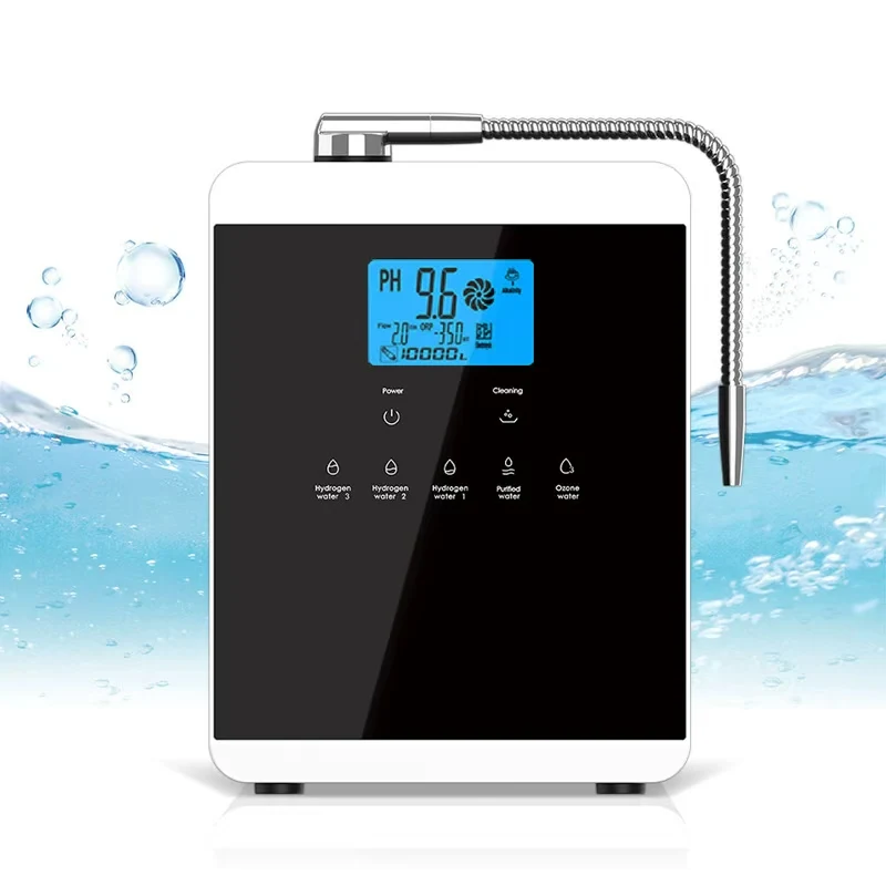 Kangen القلوية آلة المؤين المياه مولد الهيدروجين الحمض القلوي تصفية المياه التنظيف التلقائي LCD اللمس pH 3.2-10.7 ORP-650