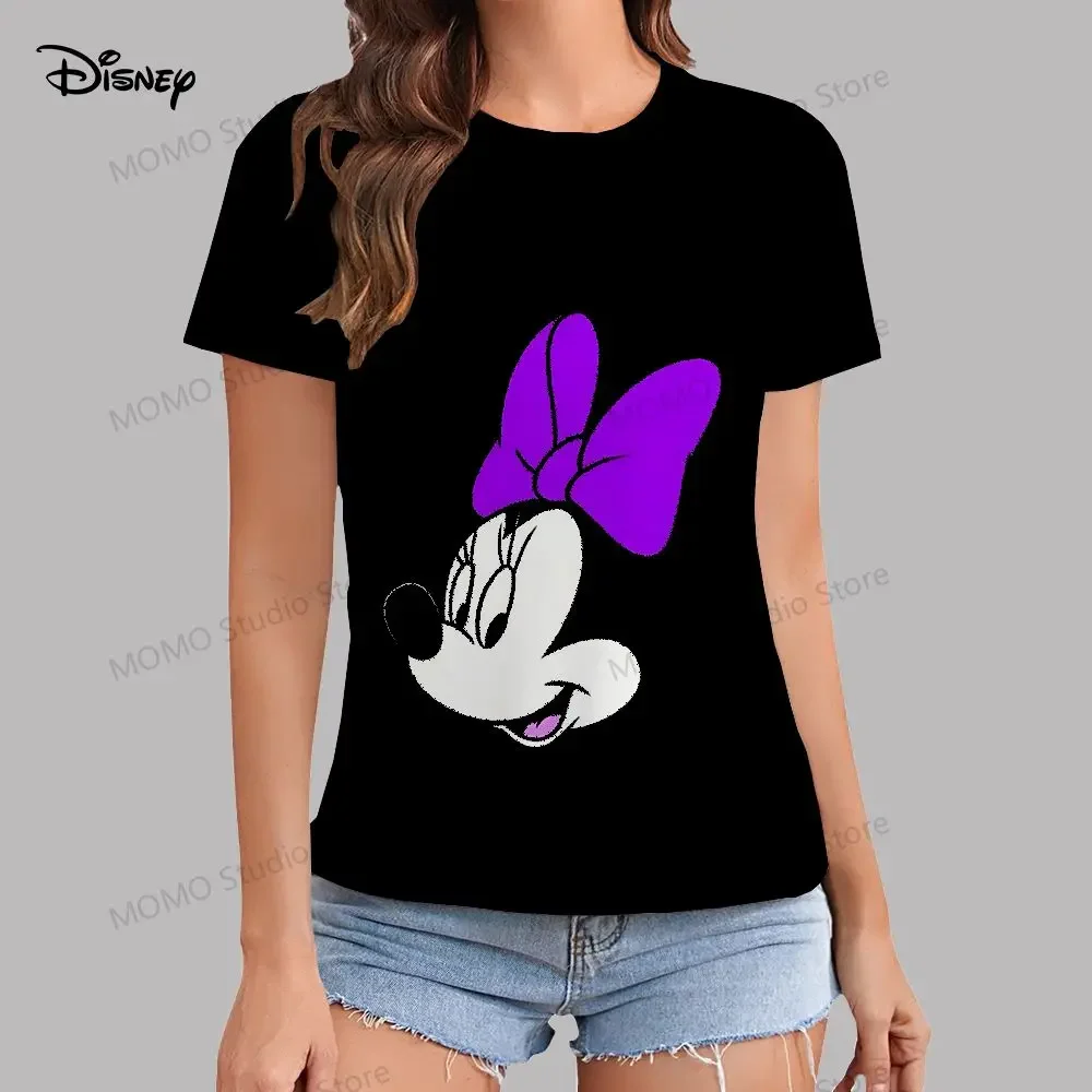 Disney Mickey Mouse T-Shirt Kawaii 100-6xl Summer Short Sleeve Streetwear y2k Girls 3-14 Fashion 2024 O Neck Womens Clothing Top