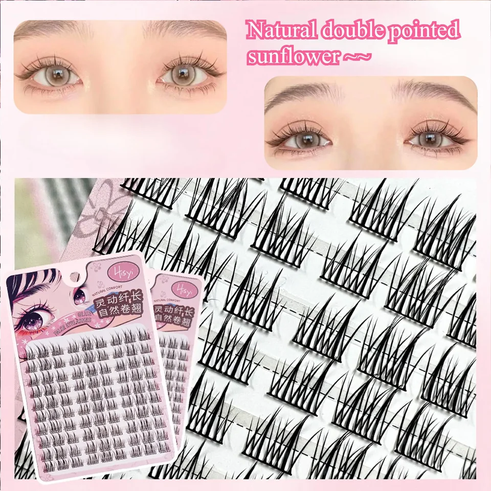 HISYI Cinco Opciones Naturales Ojo de Gato Hada Girasol Pestañas Postizas Principiante Naturales Rizadas Cómic Pestañas Postizas Maquillaje de Ojos 2