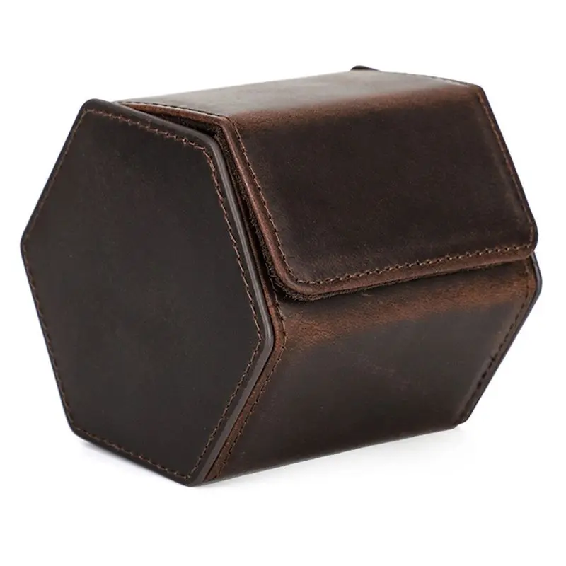 

Классический футляр для хранения часов из кожи Crazy Horse, шестиугольная коробка для часов, идеально подходит для путешествий и использования на открытом воздухе.