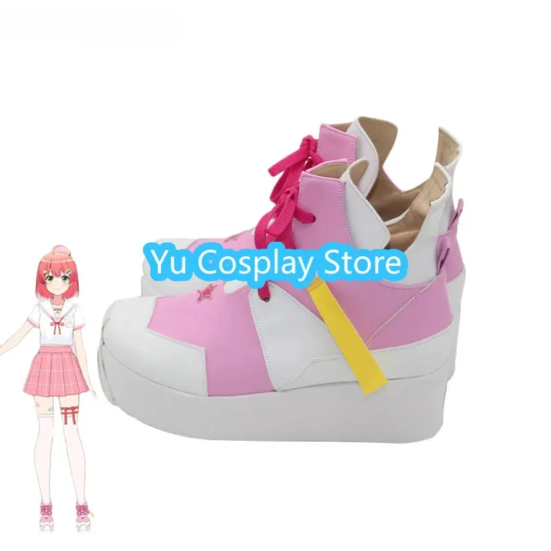 Sakura miko cosplay sapatos de couro do plutônio botas de carnaval de halloween vtuber cosplay prop feito sob encomenda