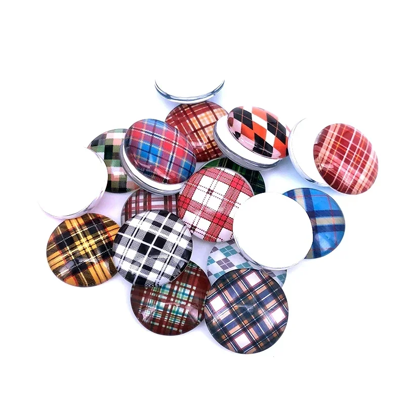 12pcs Checkered Pattern Round Photo Glass Cabochon 8mm 10mm 12mm 14mm 16mm 18mm 20mm 25mm Demo Flat Back DIY Jewelry Making T061