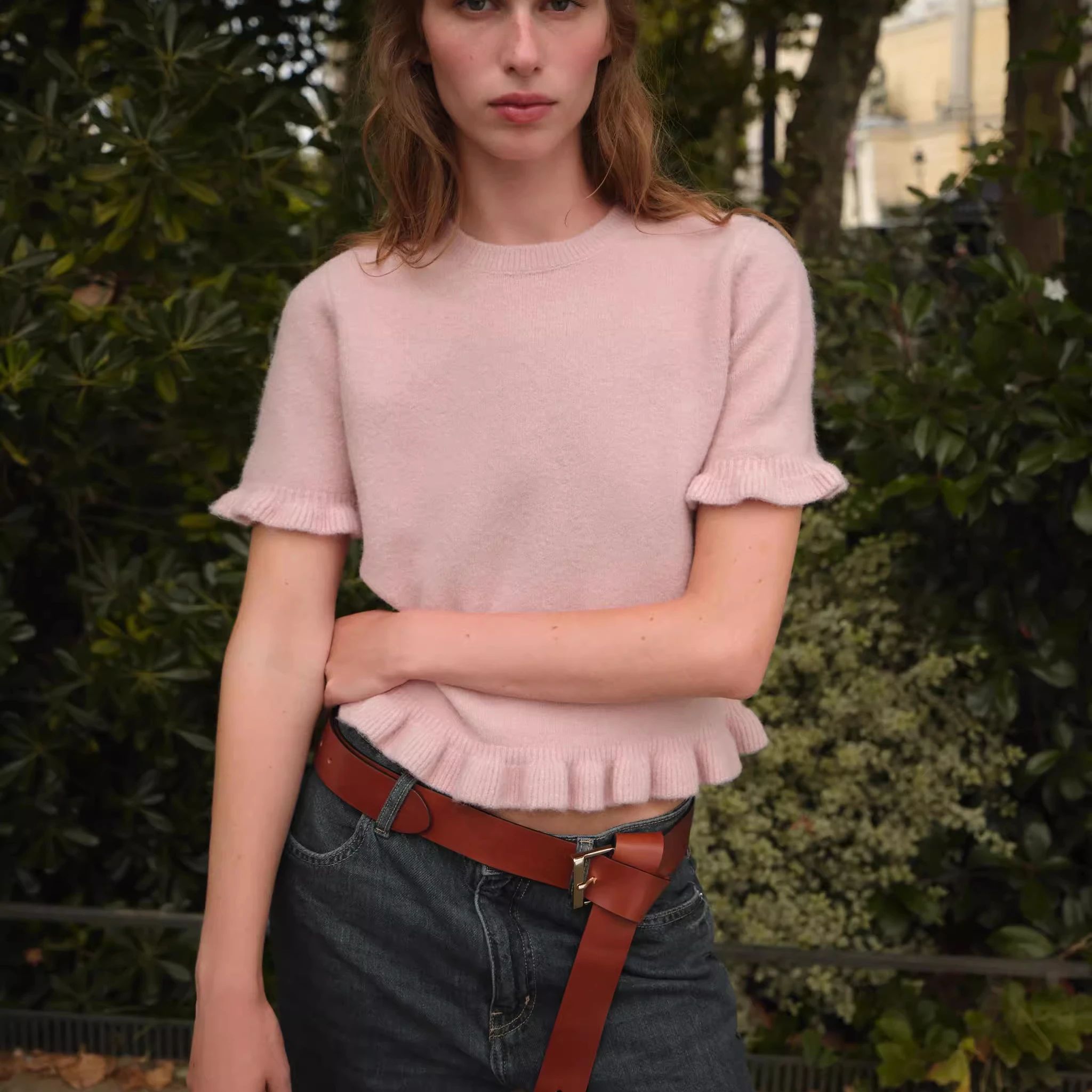 

Fall New Women's Slim Fit ort Sve Knitted Sweater Layered Decoration 275630 Faionable Young Fem Top