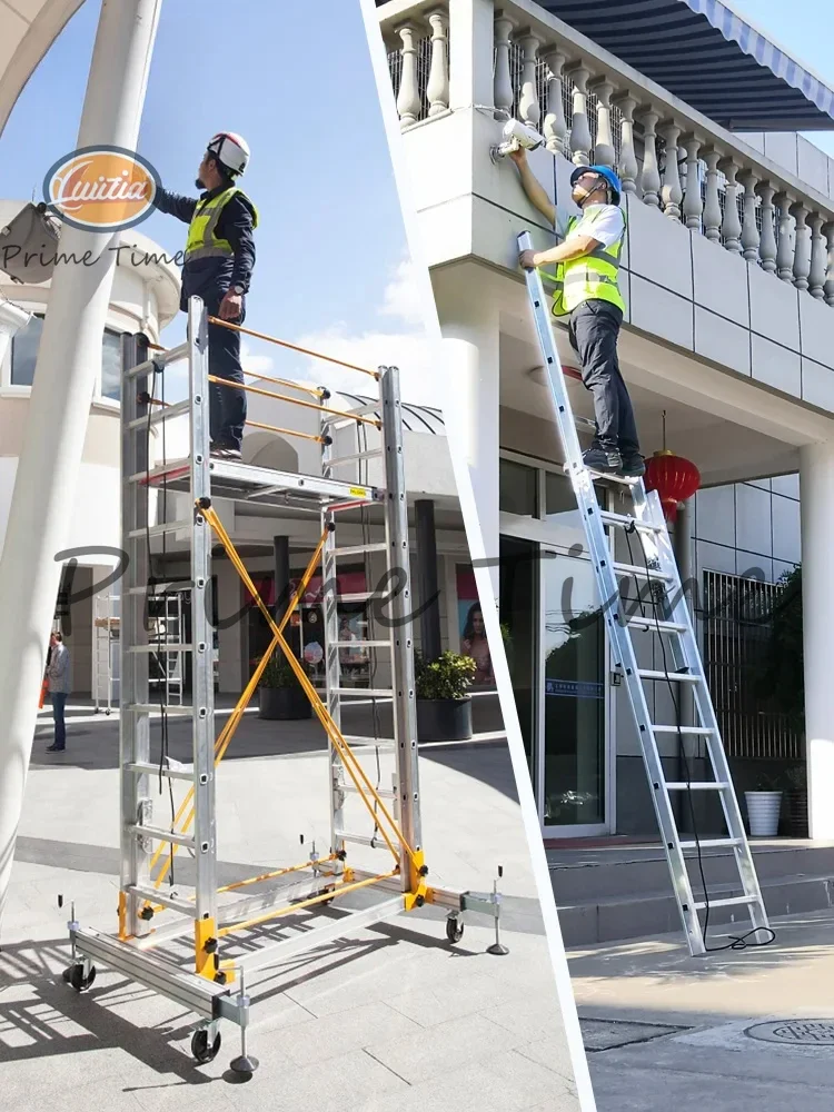 Aluminum alloy scaffolding movable telescopic scaffold factory direct folding engineering ladder platform.