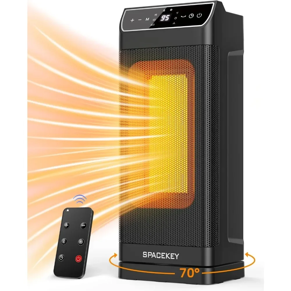 

Space Heater, Electric Space Heaters for Indoor Use with Thermostat, Remote, 1-12H Timer, 70°Oscillation and Overheat Protection