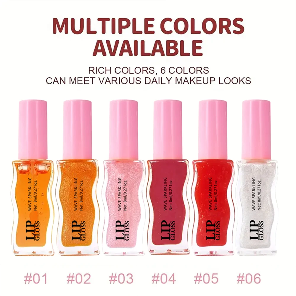 [ตัวเลือกยอดนิยม] ลิปออยล์กลิตเตอร์ 6 สี - ลิปกลอสเนื้อฉ่ำ ติดทนนาน ไม่เลอะ สีเบอร์รี่และสีนู้ด ช่วยบำรุงริมฝีปากให้ชุ่มชื้น