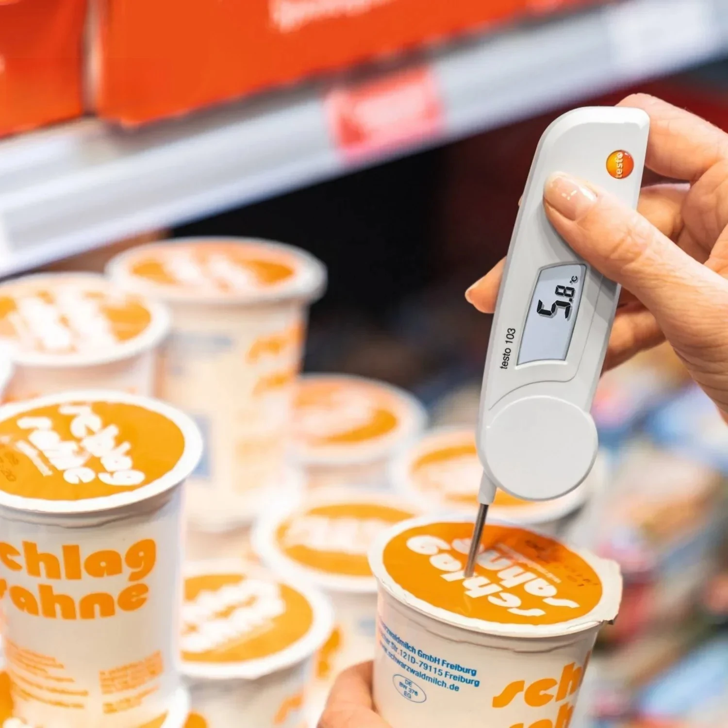 ميزان حرارة الطعام الرقمي الأصلي Testo 103 القابل للطي رقم الطلب. 0560 0103، الاختراق المتوافق مع HACCP